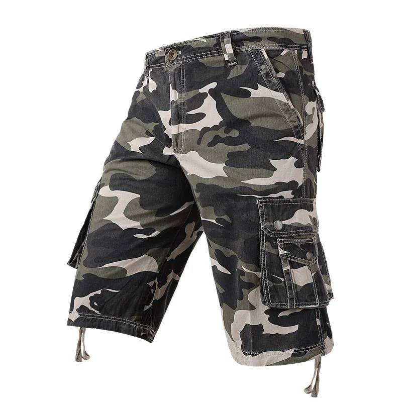 Men Camouflage Cargo Shorts Summer New Hot Cotton Outdoor Casual Short Pants Men Multi Pocket Tactical Military Shorts Men