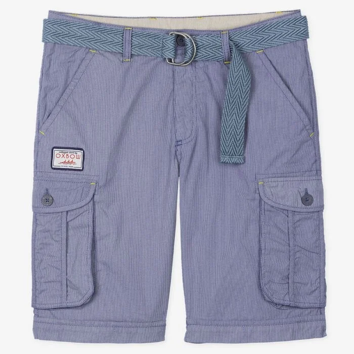 OXBOW Mens Orpek Bermuda Cotton Cargo Shorts with Belt