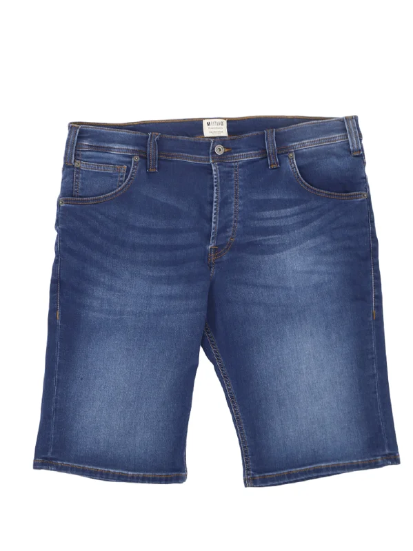 Men's Washed Denim Short,Blue