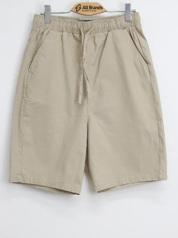 Men's Plain Solid Pull On Short,Beige