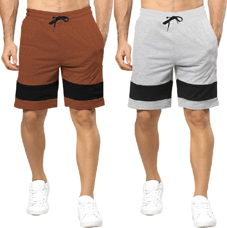 mens short-PACK OF 2-Brown-grey