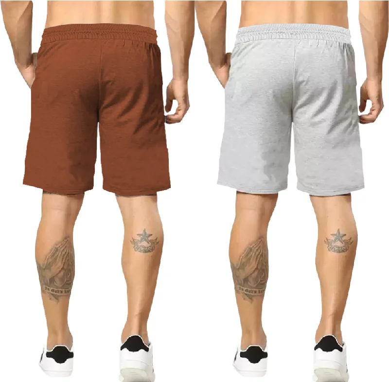 mens short-PACK OF 2-Brown-grey