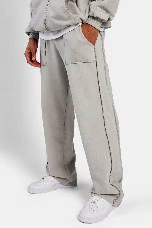 Exposed Seam Straight Leg Jogger - Ash Grey