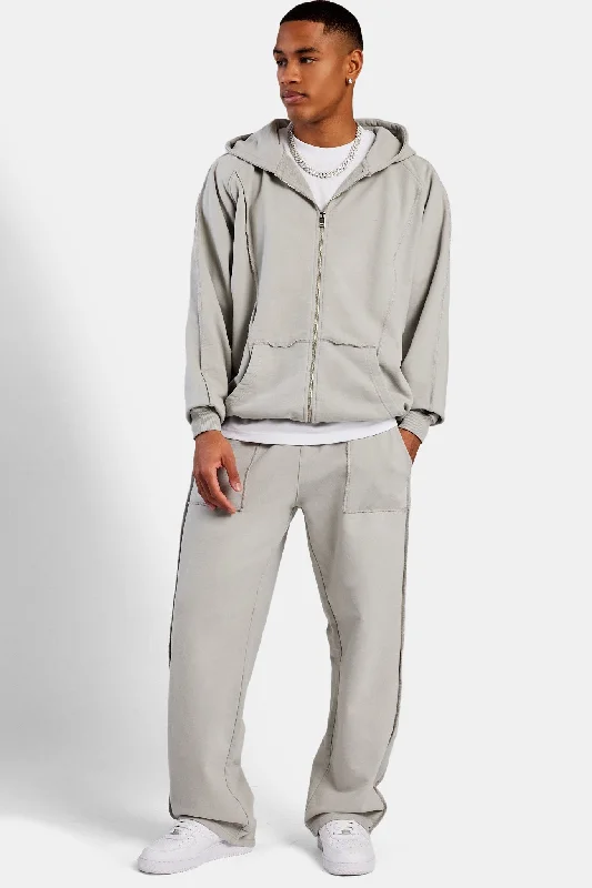 Exposed Seam Straight Leg Jogger - Ash Grey