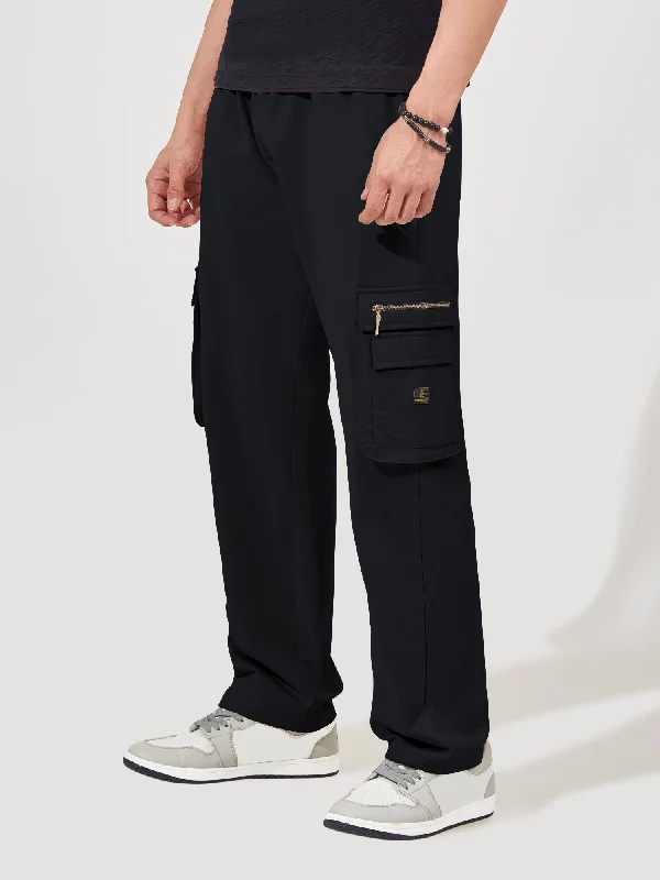 Baggy Side Zip Pocket Black Cargo