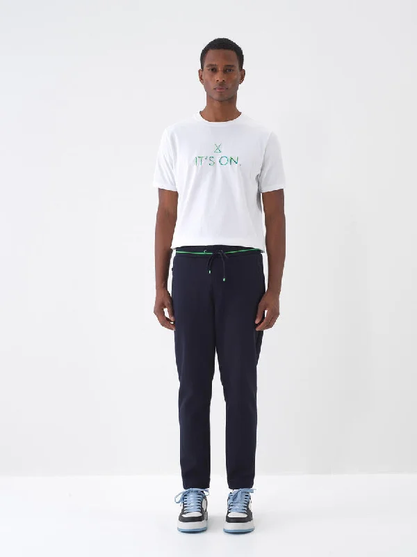 Xint Regular Fit Cotton Navy Sweat Trouser