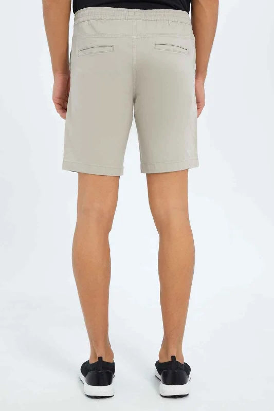 Men Beige Pull On Shorts