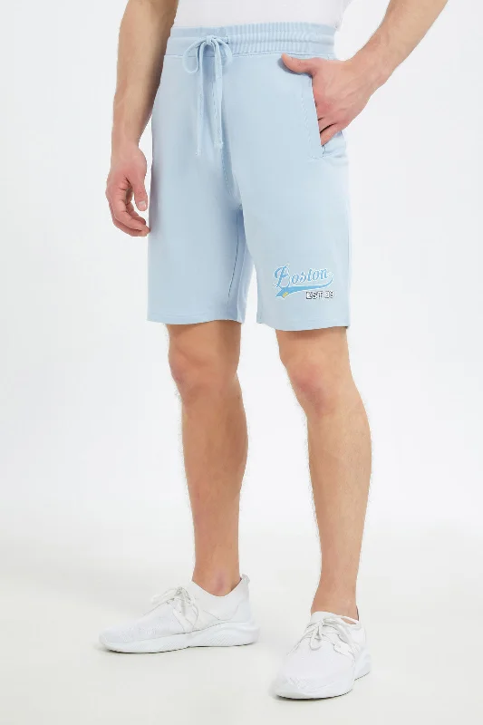 Men Blue Sweat Short