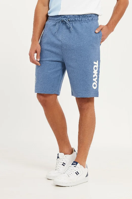 Men Blue Sweat Shorts