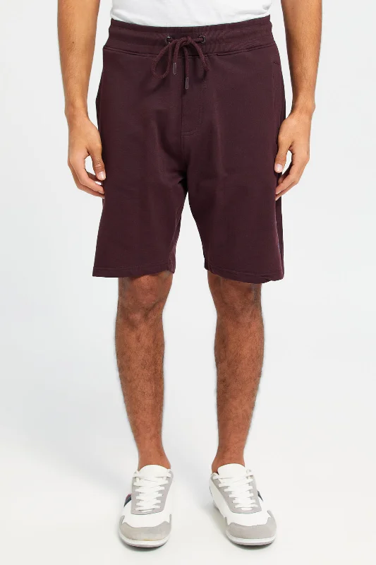 Men Burgundy Active Shorts