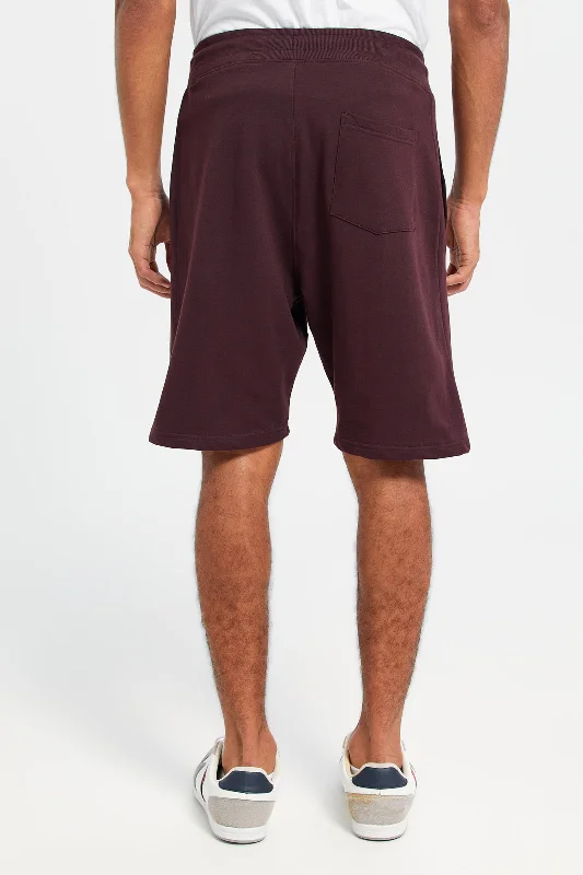 Men Burgundy Active Shorts