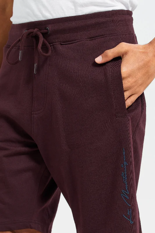 Men Burgundy Active Shorts