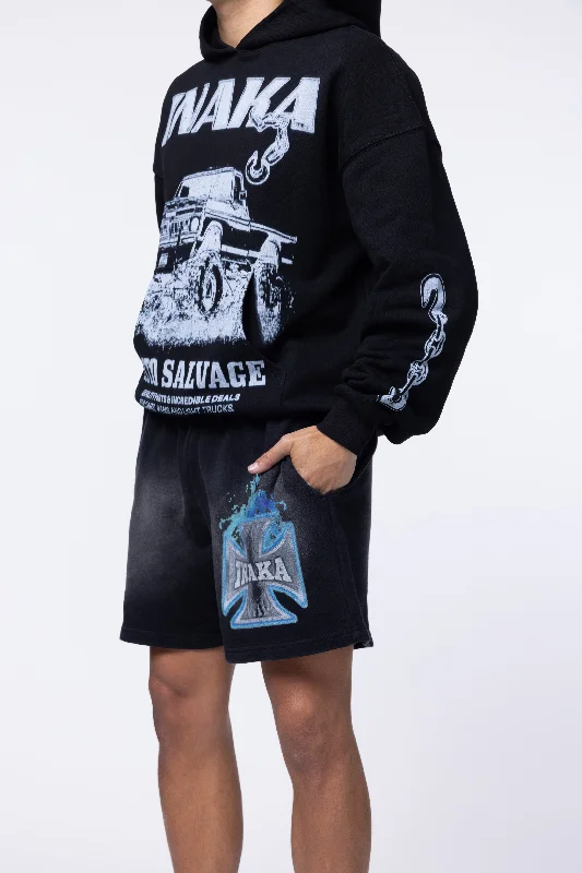 CROSS FLAME FLEECE SHORTS - AZUL