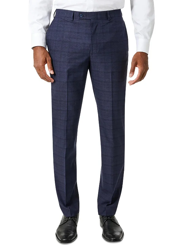 Mens Slim Fit Plaid Suit Pants