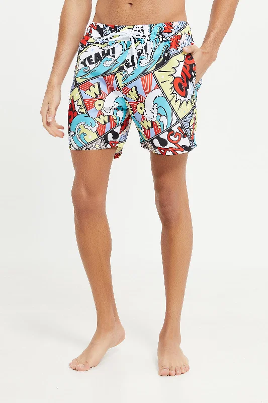 Men Multicolour Printed Swim Short