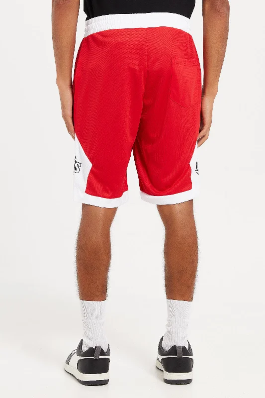 Men Red Birds Eye Active Shorts