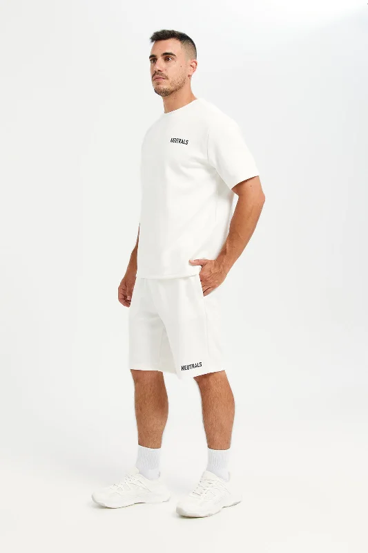 Men White Plain Active Shorts