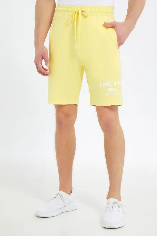 Men Yellow Sweat Short