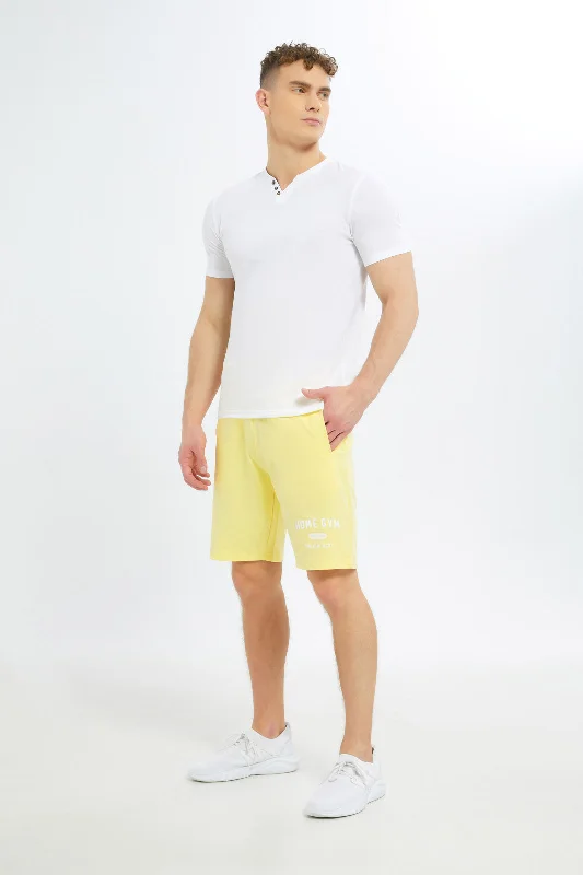 Men Yellow Sweat Short