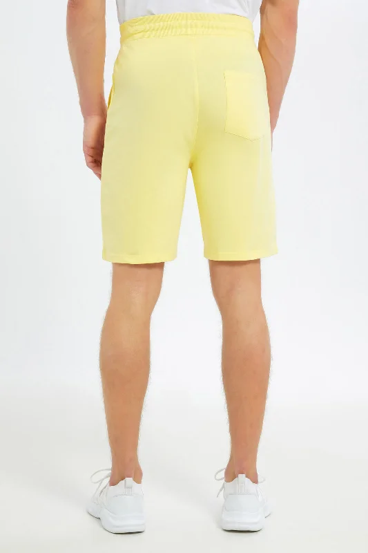 Men Yellow Sweat Short