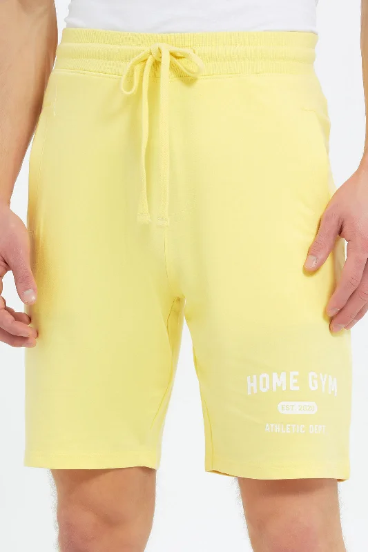 Men Yellow Sweat Short